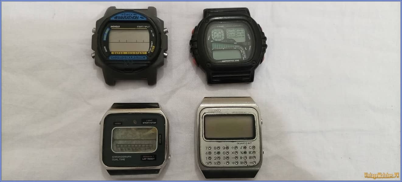 Lot of 7 Vintage Antique Digital LCD Watches Casio Citizen Seiko Time 2