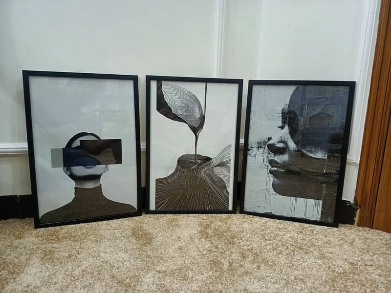 Minimalist Black & White Abstract Portrait Trio - Modern Wall Art Fram 4