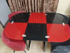 DINNING TABLE WITH FOUR VALVET CHAIRS