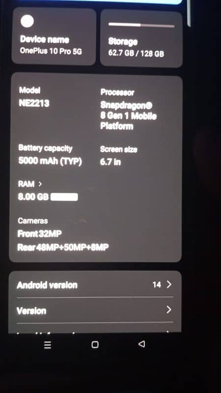 OnePlus 10 pro 8 ram 128 rom 7