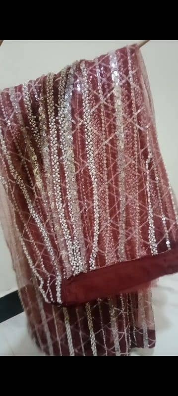 net heavy pearl and sequence work saree 2