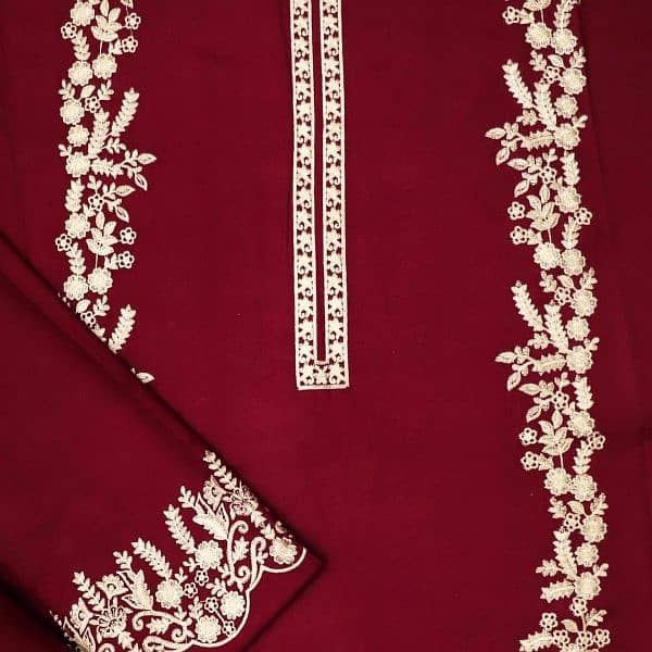 2pcs womens unstiched dhanak Embroidered suit 0