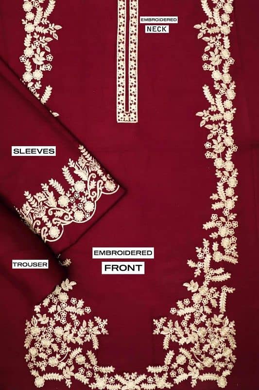 2pcs womens unstiched dhanak Embroidered suit 1