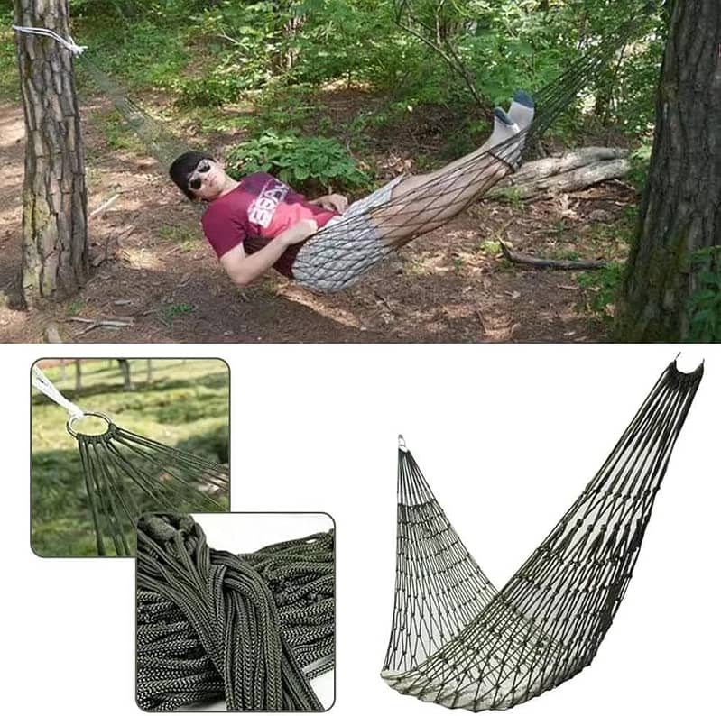 Versatile Green Nylon Hammock Swing – Perfect for Indoors and Outdoors 0