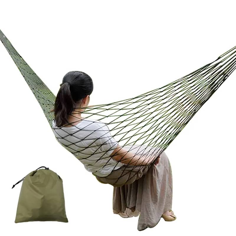 Versatile Green Nylon Hammock Swing – Perfect for Indoors and Outdoors 3