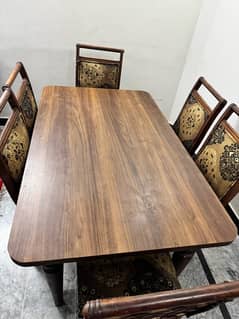 Wooden Dining Table With 6 Chair - Urgrent Selling