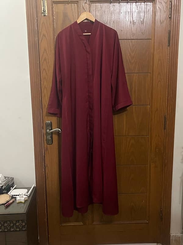 Maroon Color Silk Abaya 0