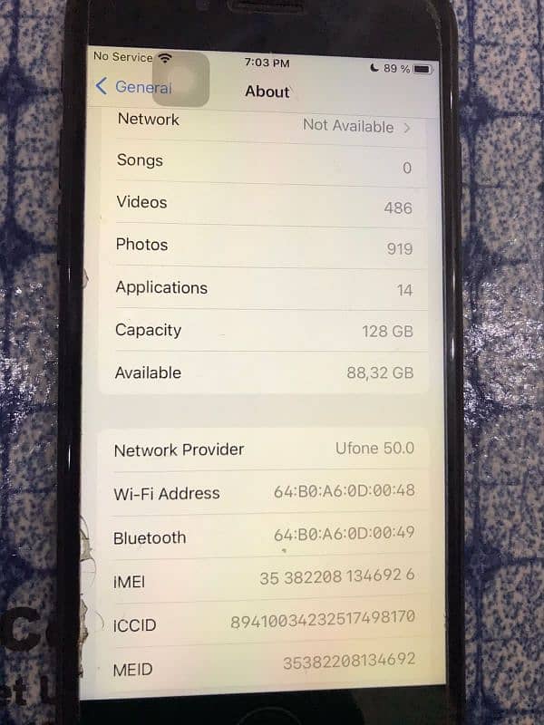 iphone 7 (non PTA) with 128 memory and battery on service 6
