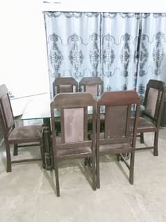 Discount available. . Dining table with 6 chairs (talli ka bnna ha)