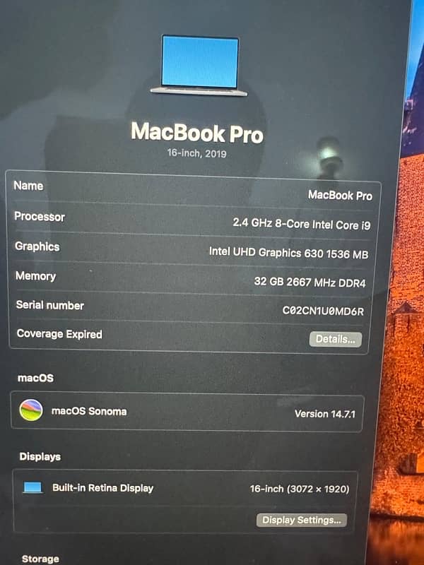 MacBook Pro 2019 core i9 1