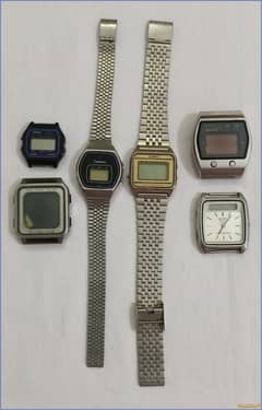 Lot 6 Old Antique Vintage Digital LCD Watches Casio Seiko