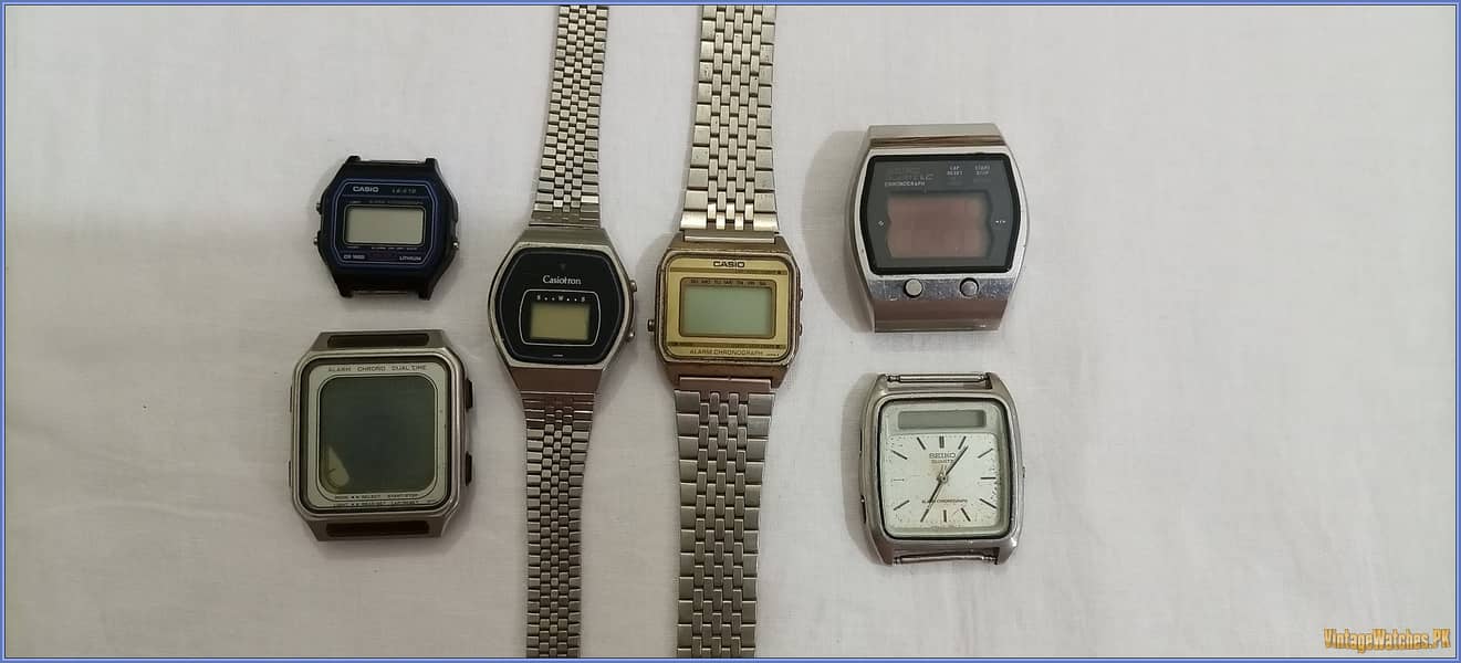 Lot 6 Old Antique Vintage Digital LCD Watches Casio Seiko 1