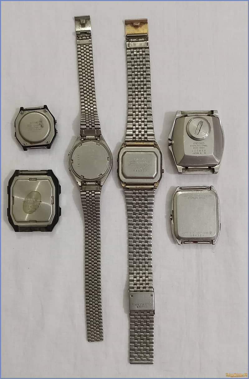 Lot 6 Old Antique Vintage Digital LCD Watches Casio Seiko 2