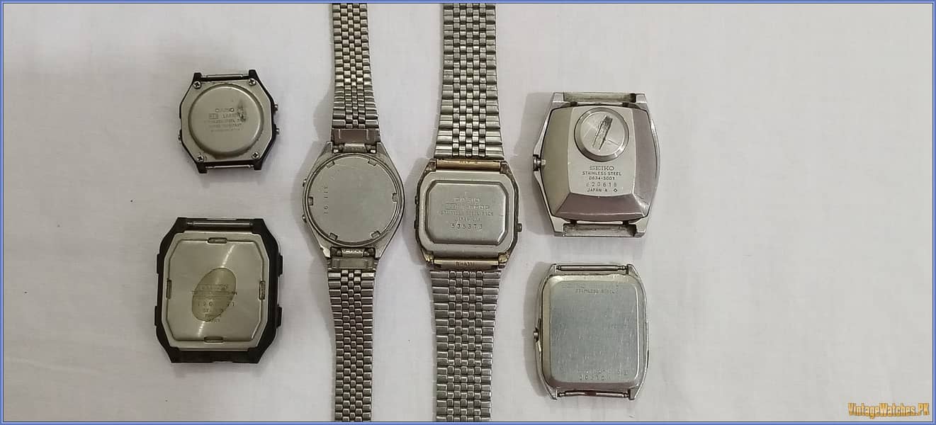 Lot 6 Old Antique Vintage Digital LCD Watches Casio Seiko 3