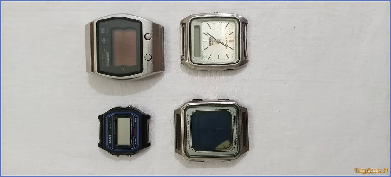 Lot 6 Old Antique Vintage Digital LCD Watches Casio Seiko 6