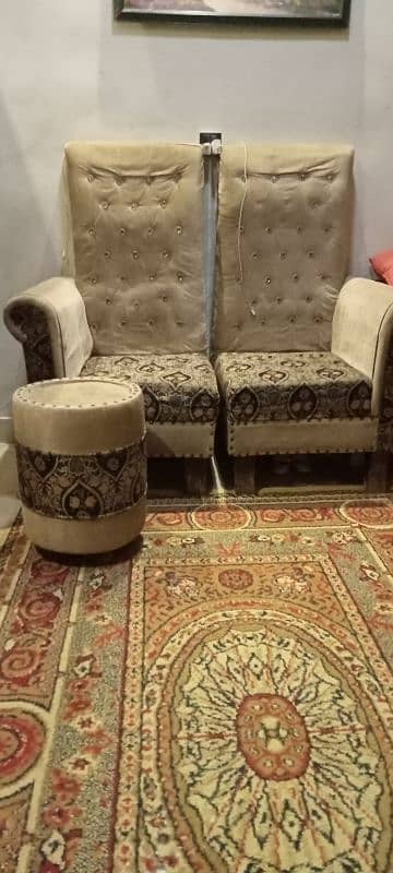 02 Seater Long Back Sofa Set with Round Table 6