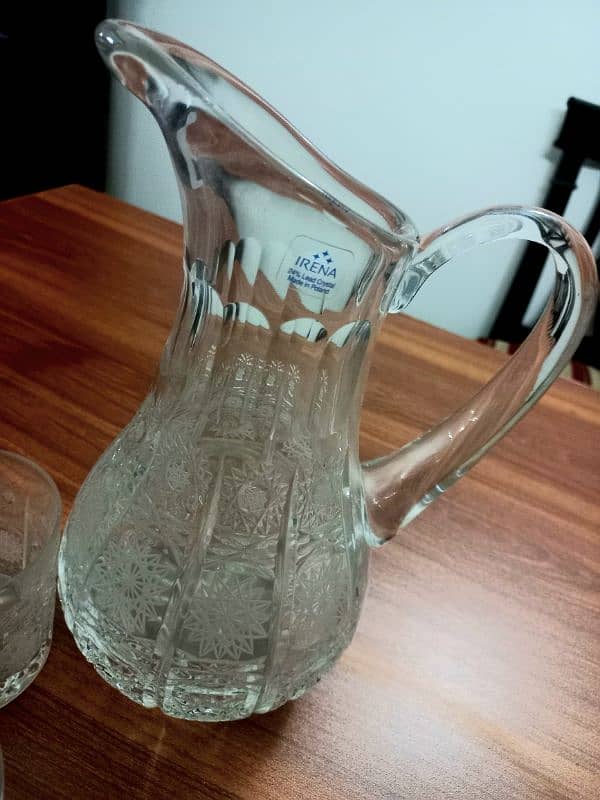 The Irena 24% lead crystal jug and glasses set, made in Poland. 0