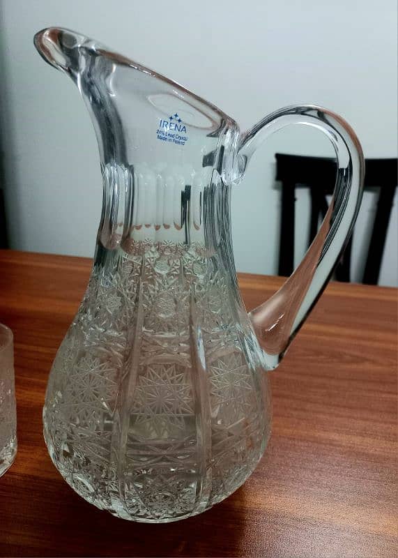 The Irena 24% lead crystal jug and glasses set, made in Poland. 8