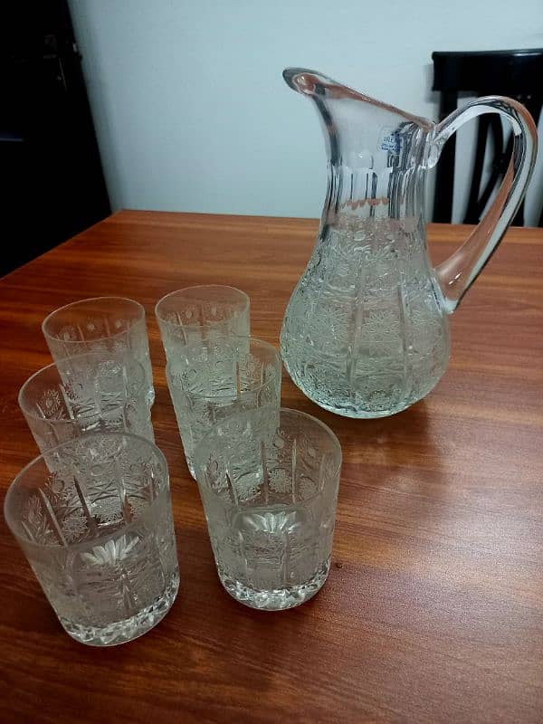 The Irena 24% lead crystal jug and glasses set, made in Poland. 14