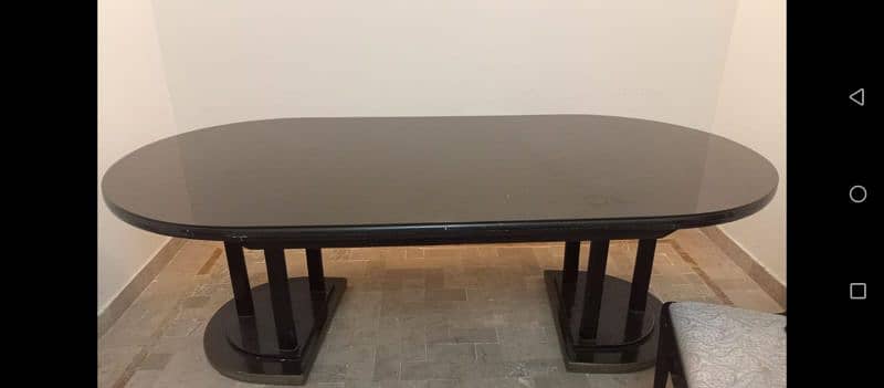 black heavy wooden dining table 6 chairs good condition urgent sale 1