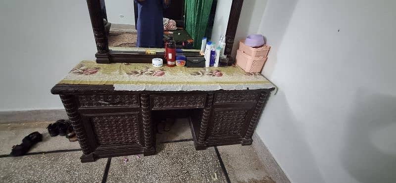 original wood & Glass morror dressing table 1