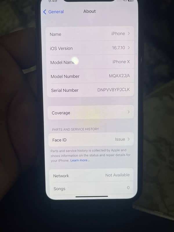 I phone x 64 gb non pta face id issue originol battery 2