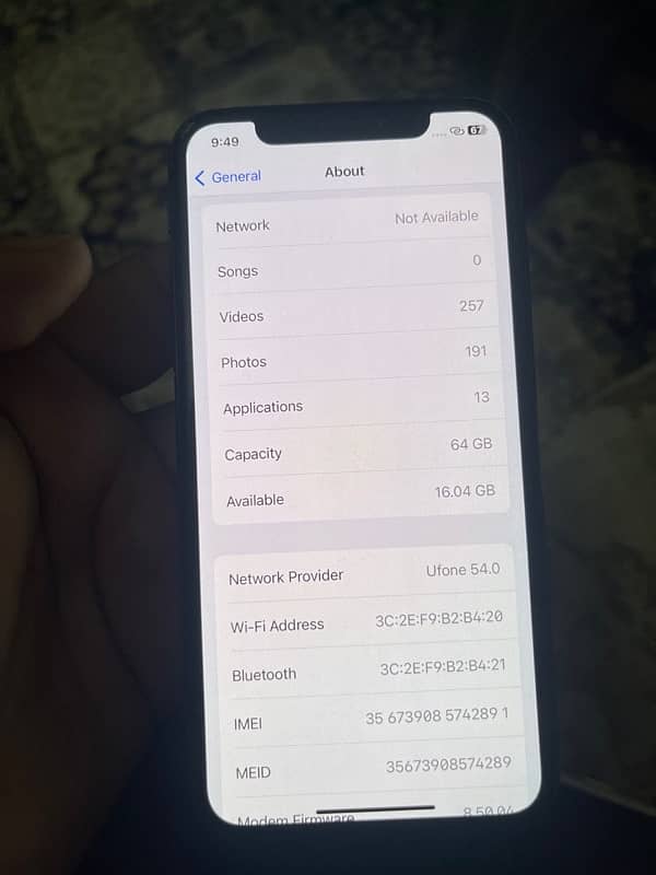 I phone x 64 gb non pta face id issue originol battery 4