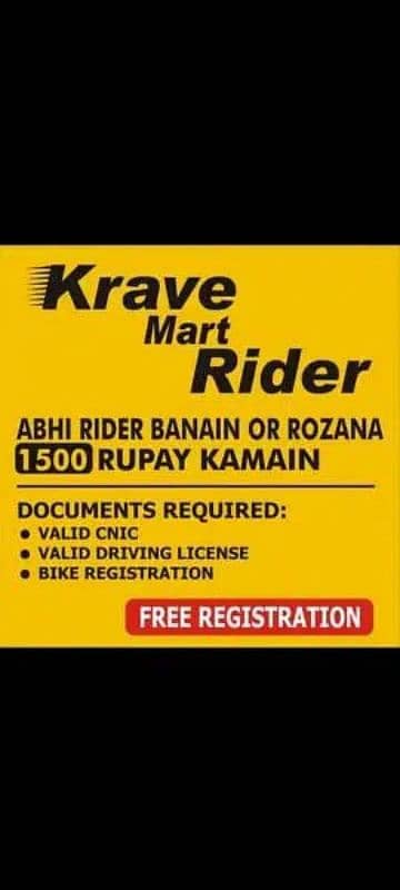 Rider Delivery Jobs (Krave Mart) 03363652402/03121109964/03343720494 0