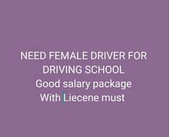 NEED FEMALE DRIVER FOR HS DRIVING SCHOOL