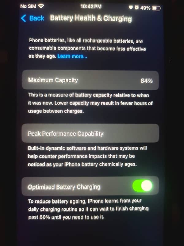 iphone se 2020 ios 18 battery health 84 and 10/9 non pta 5