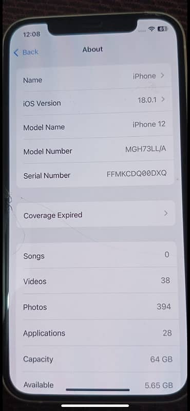 IPHONE 12 64 gb LLA FACTORY LOCKED 0