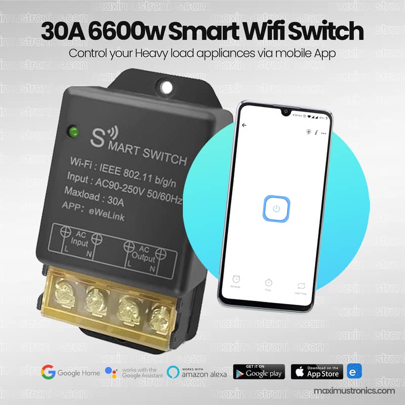 30A smart wifi ewelink switch for heavyload heater geyser AC motor 0