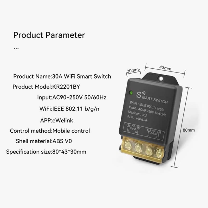 30A smart wifi ewelink switch for heavyload heater geyser AC motor 6