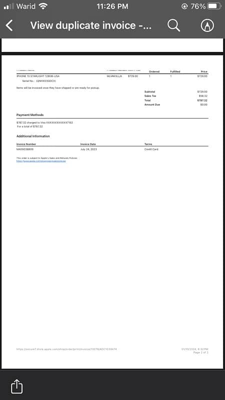 Iphone 13. (Apple Store Invoice Attached) 7