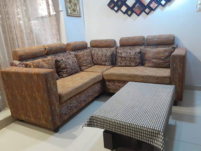 L shape 5 Sofa Set 2 single sofa 4