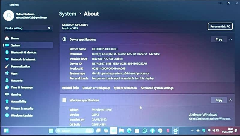 Dell Inspiron 3493- core i5 (10th gen] 9