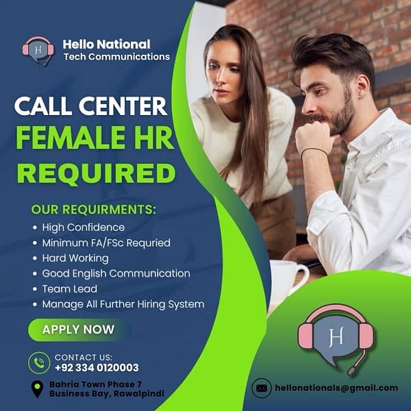 CALL CENTER FEMALE HR REQUIRED 0