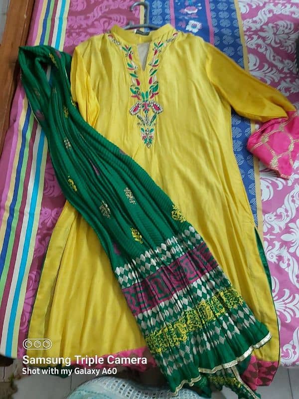 2 piece party wear raw silk dress 3