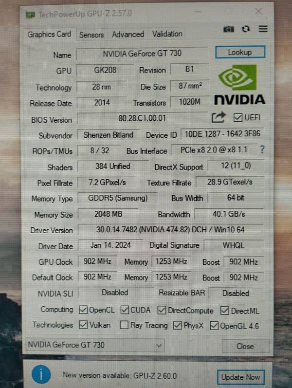 2GB DDR5 NVIDIA GT 730 2