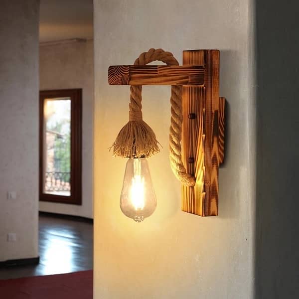 vintage rope wall lamp wooden lamp 1