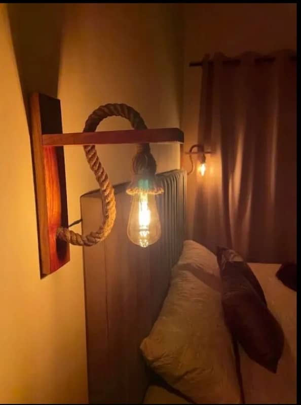 vintage rope wall lamp wooden lamp 2