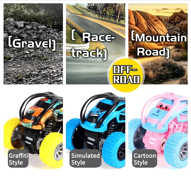 4WD Friction Powered Monster Trucks for Boys Girls, 18