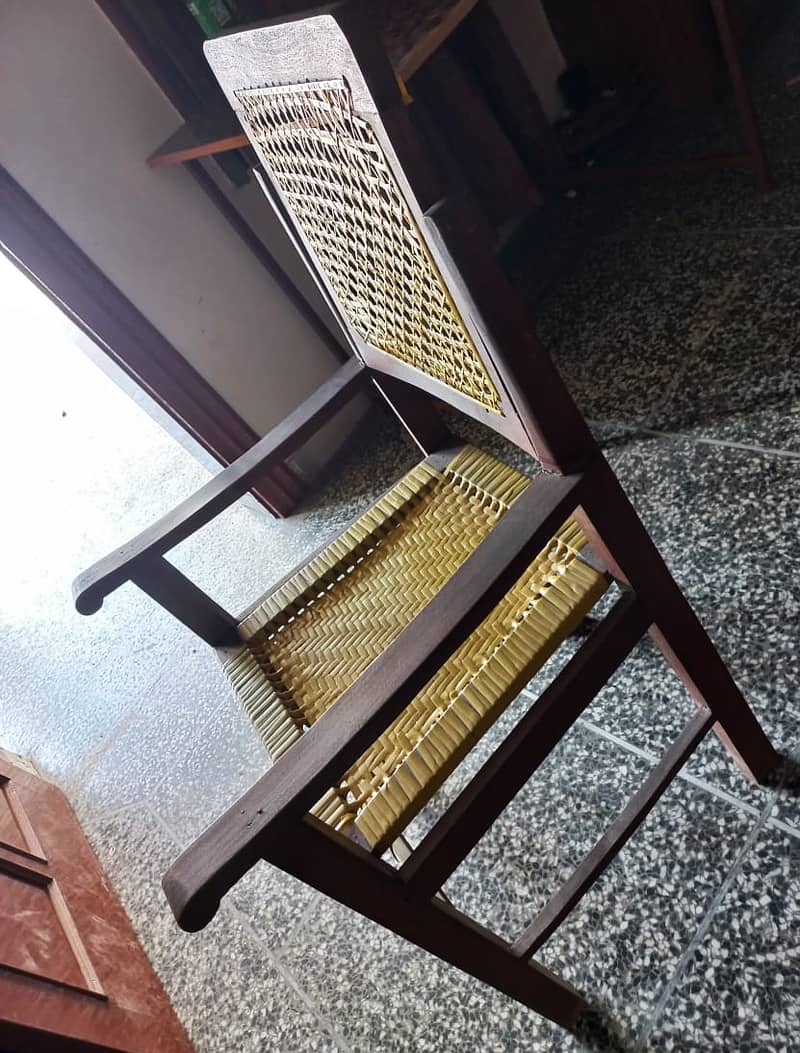 Wooden Chair and Iron Frame Table in mint condition 1