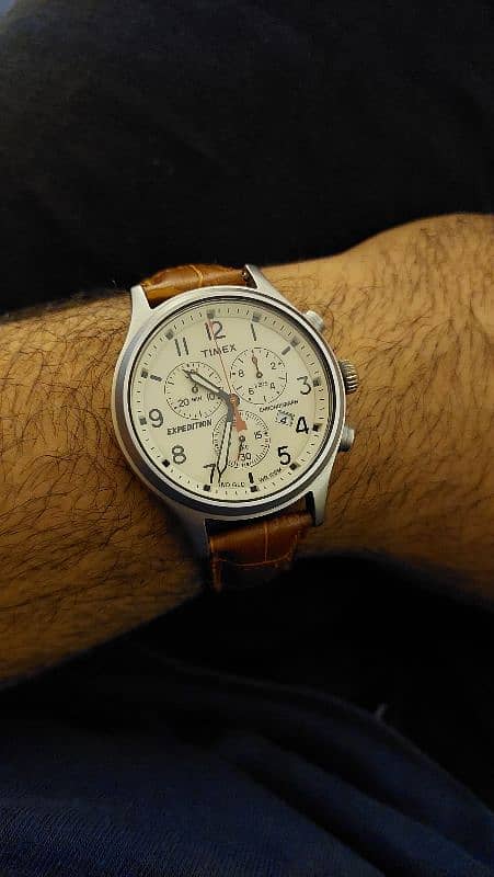 Timex Scout Expedition chronograph - rare white dial 2