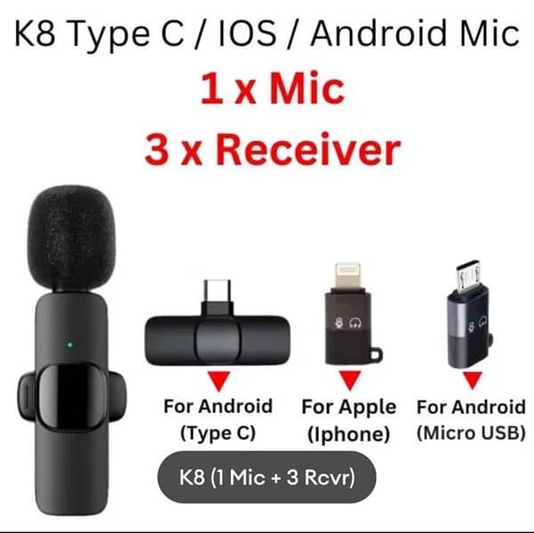 K8 Wireless 3 in 1 Noise Reduction Microphone 4