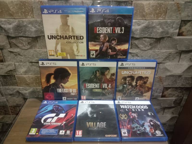 Resident Evil 3,4,8,Last of us,GranTurismo,Uncharted,WatchDogs,Ps4,Ps5 0