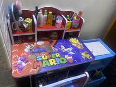 Study table mario print and book/toy rack