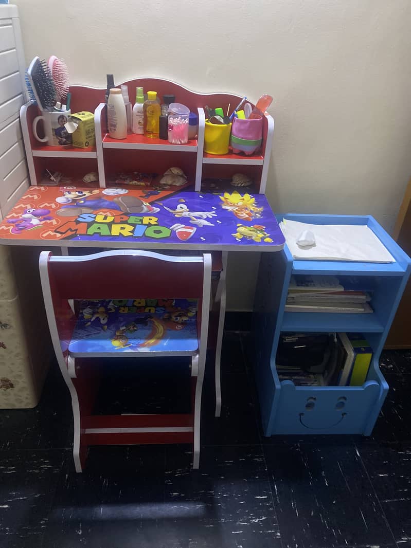 Study table mario print and book/toy rack 2