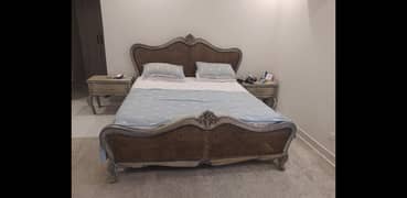 Double bed and side table dressing