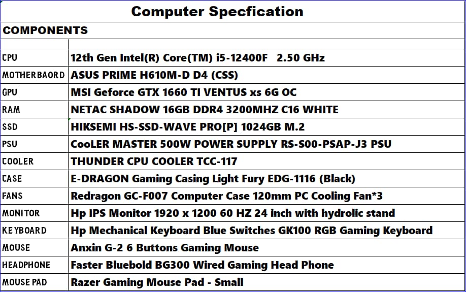 Full Setup\ Gaming PC \Intel Core i5-12400F\16 Gb Ram\ for Sale 5